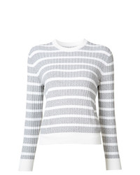 Женский серый свитер с круглым вырезом в горизонтальную полоску от Misha Nonoo