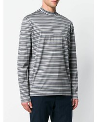 Мужской серый свитер с круглым вырезом в горизонтальную полоску от Lanvin