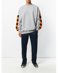 Мужской серый свитер с круглым вырезом в клетку от Off-White