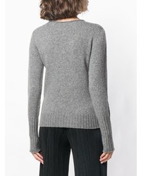 Женский серый свитер с круглым вырезом в сеточку от Roberto Collina