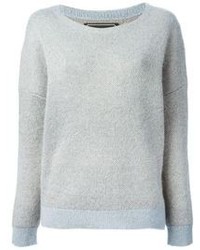 Серый свитер с круглым вырезом из мохера