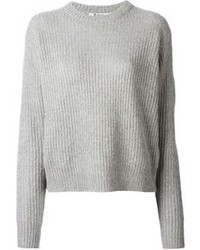 Женский серый свитер с круглым вырезом из мохера от Alexander Wang