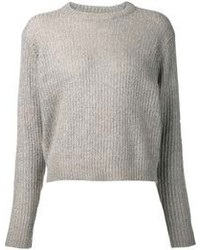 Женский серый свитер с круглым вырезом из мохера от Alexander Wang