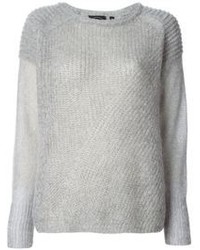 Женский серый свитер с круглым вырезом из мохера от Celine