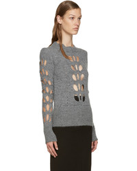 Женский серый свитер с круглым вырезом из мохера от Isabel Marant