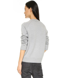 Женский серый свитер с круглым вырезом с вышивкой от Mira Mikati