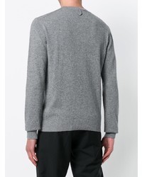 Мужской серый свитер с круглым вырезом с вышивкой от Billionaire