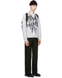 Мужской серый свитер с круглым вырезом с вышивкой от Kenzo