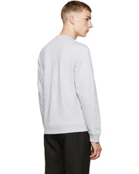 Мужской серый свитер с круглым вырезом с вышивкой от Kenzo