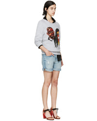 Женский серый свитер с круглым вырезом с вышивкой от Ashish