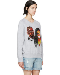 Женский серый свитер с круглым вырезом с вышивкой от Ashish