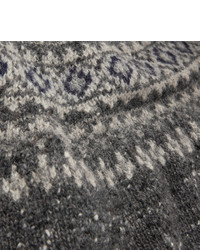 Мужской серый свитер с круглым вырезом с жаккардовым узором