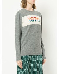 Женский серый свитер с круглым вырезом с принтом от Bella Freud