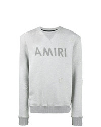 Мужской серый свитер с круглым вырезом с принтом от Amiri