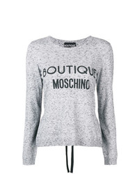 Женский серый свитер с круглым вырезом с принтом от Boutique Moschino
