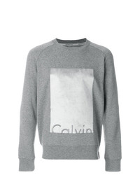 Мужской серый свитер с круглым вырезом с принтом от Calvin Klein Jeans
