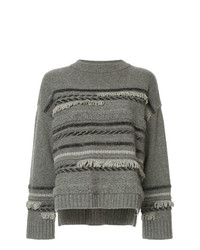 Женский серый свитер с круглым вырезом с принтом от Coohem
