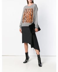 Женский серый свитер с круглым вырезом с принтом от Loewe