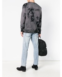 Мужской серый свитер с круглым вырезом с принтом от Helmut Lang