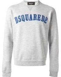 Мужской серый свитер с круглым вырезом с принтом от DSquared