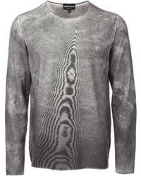 Мужской серый свитер с круглым вырезом с принтом от Emporio Armani