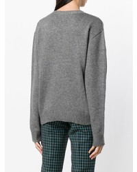 Женский серый свитер с круглым вырезом с принтом от Peter Jensen