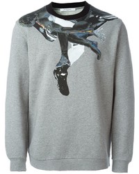 Мужской серый свитер с круглым вырезом с принтом от Givenchy