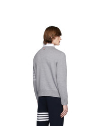 Мужской серый свитер с круглым вырезом с принтом от Thom Browne