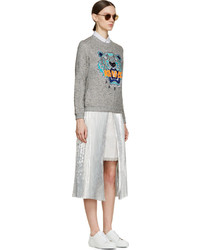 Женский серый свитер с круглым вырезом с принтом от Kenzo