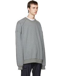 Мужской серый свитер с круглым вырезом с принтом от Juun.J