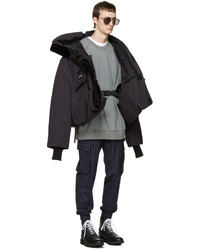 Мужской серый свитер с круглым вырезом с принтом от Juun.J