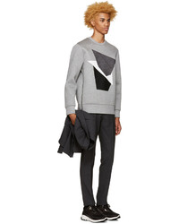 Мужской серый свитер с круглым вырезом с принтом от Neil Barrett