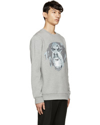 Мужской серый свитер с круглым вырезом с принтом от Givenchy