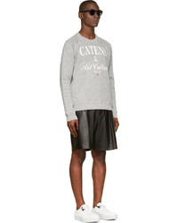 Мужской серый свитер с круглым вырезом с принтом от DSQUARED2