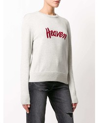 Женский серый свитер с круглым вырезом с принтом от Saint Laurent