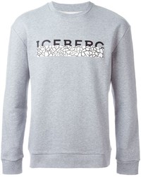 Мужской серый свитер с круглым вырезом с принтом от Iceberg