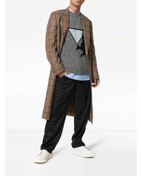 Мужской серый свитер с круглым вырезом с принтом от Prada