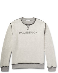 Мужской серый свитер с круглым вырезом с принтом от J.W.Anderson
