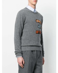 Мужской серый свитер с круглым вырезом с принтом от Valentino
