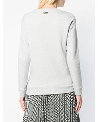 Женский серый свитер с круглым вырезом с принтом от Karl Lagerfeld