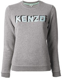 Женский серый свитер с круглым вырезом с принтом от Kenzo