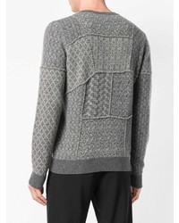 Мужской серый свитер с круглым вырезом с принтом от Etro