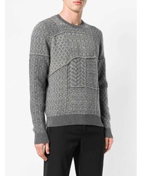 Мужской серый свитер с круглым вырезом с принтом от Etro