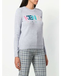 Женский серый свитер с круглым вырезом с принтом от Kenzo
