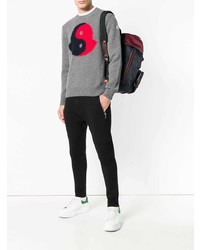 Мужской серый свитер с круглым вырезом с принтом от Moncler