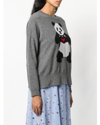 Женский серый свитер с круглым вырезом с принтом от Quantum Courage