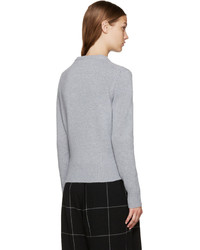 Женский серый свитер с круглым вырезом с принтом от MAISON KITSUNE