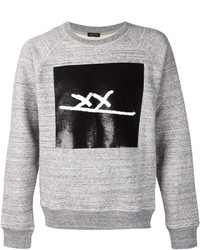 Мужской серый свитер с круглым вырезом с принтом от Marc Jacobs