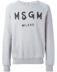 Мужской серый свитер с круглым вырезом с принтом от MSGM