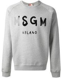 Мужской серый свитер с круглым вырезом с принтом от MSGM